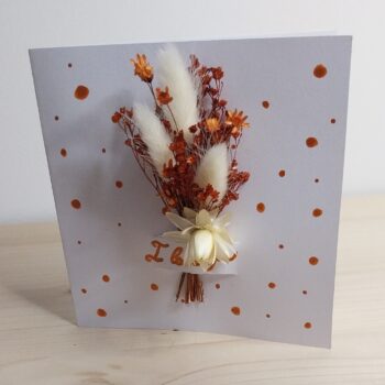 Carte Saint Valentin Eros en fleurs séchées terracotta